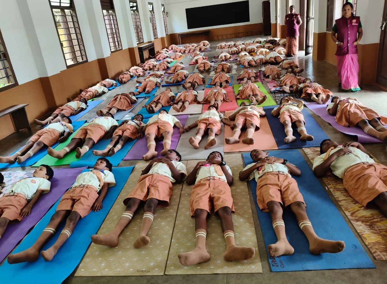 Practice of Yoga for Students at Alevoor Poornaprajna Public School