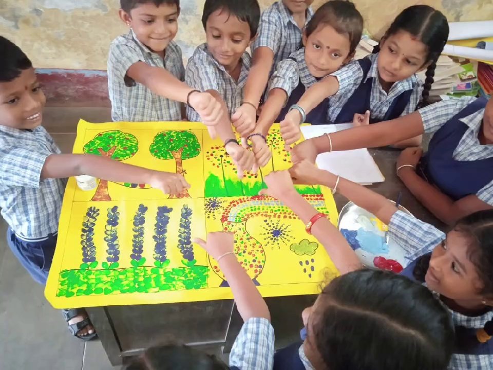 Thumb Printing Activity at Alevoor Poornaprajna Public School