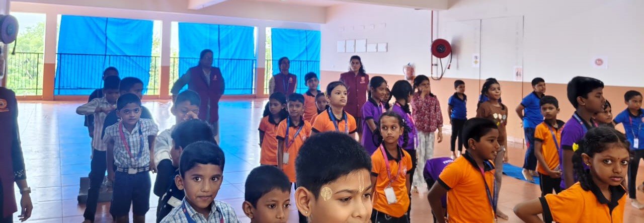Students assembled for yoga