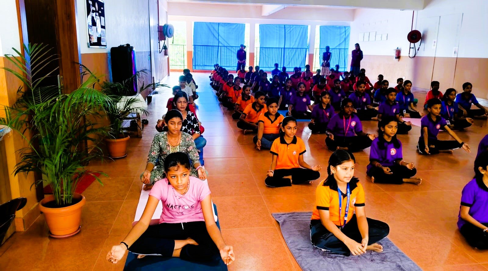 Students seated for meditation