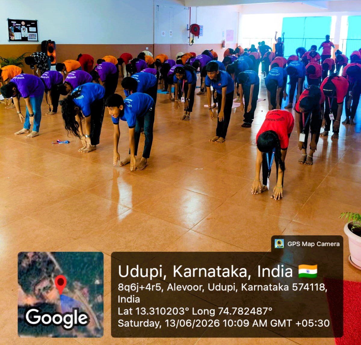 Students participating in yoga